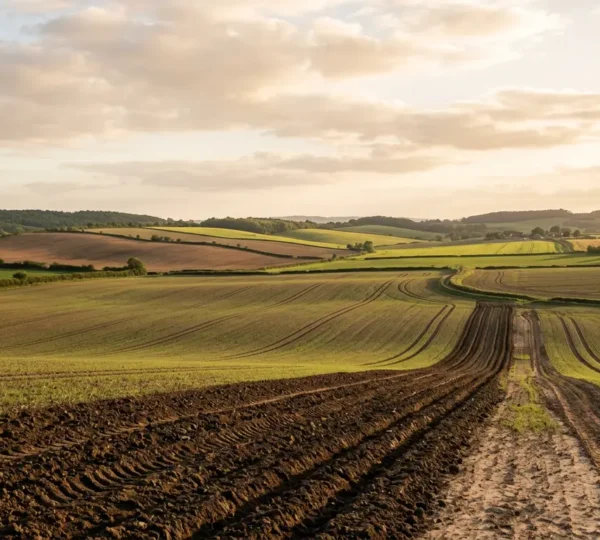 Professional agricultural scene showing sustainable nutrient management practices in nitrate vulnerable zones