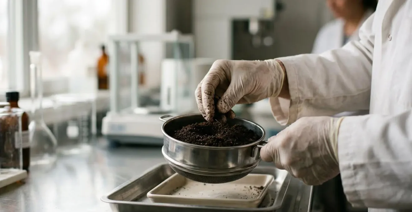 Scientific testing equipment analyzing compost stability and maturity for agricultural safety