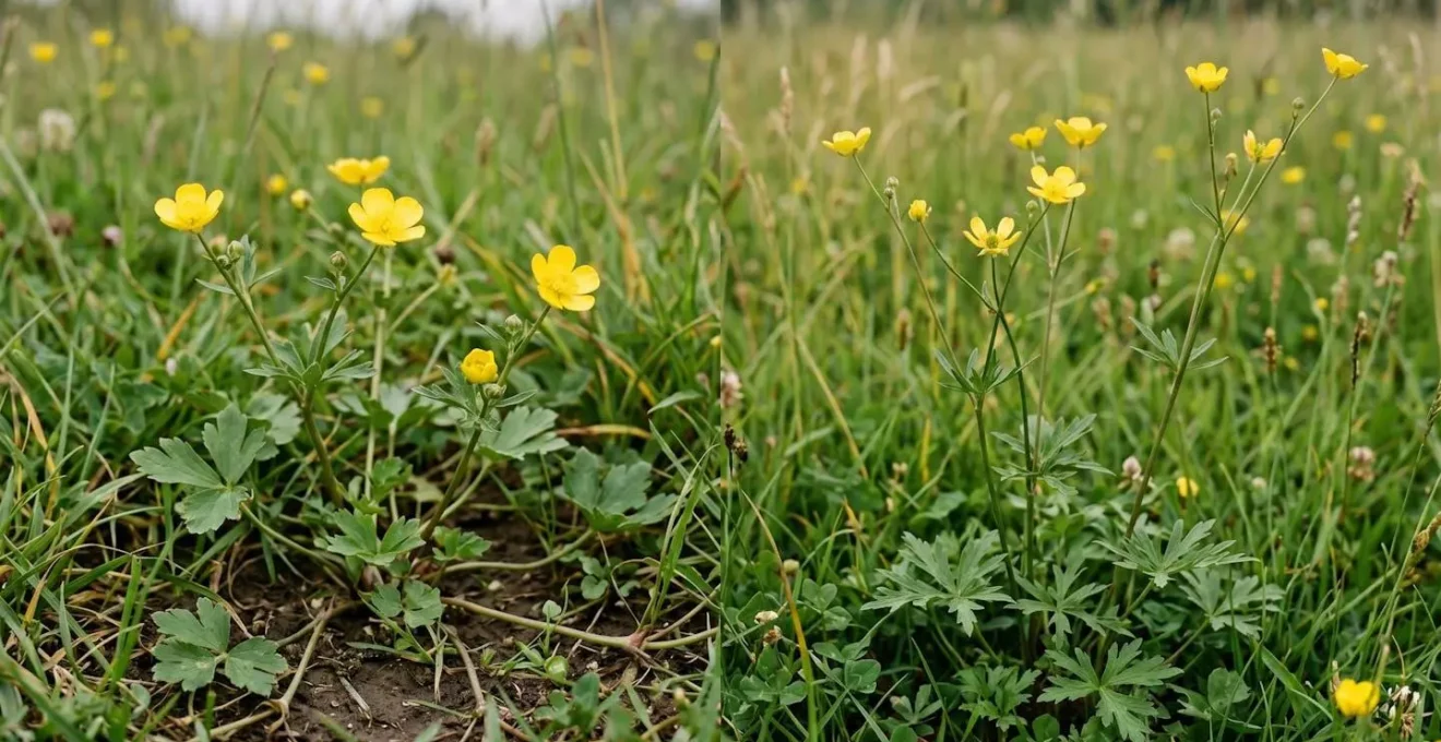 Side-by-side visual comparison showing similar-looking grassland plant species that are commonly confused during surveys