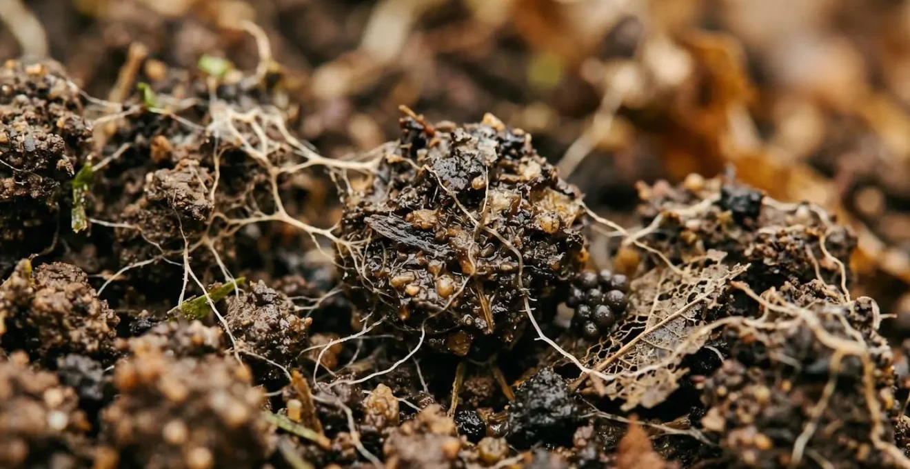 Scientific assessment process measuring farm ecosystem health and condition, showing a macro shot of healthy soil.